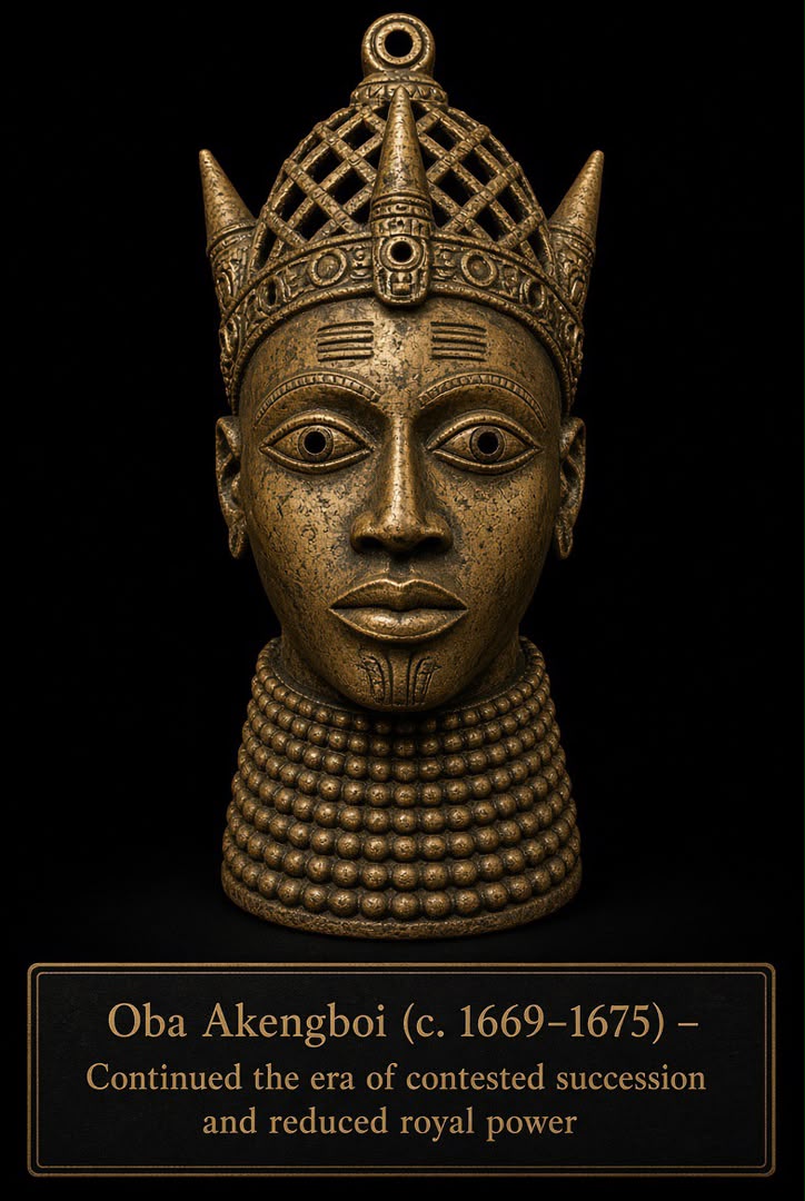 Bronze-style portrait head of Ọba Akengboi