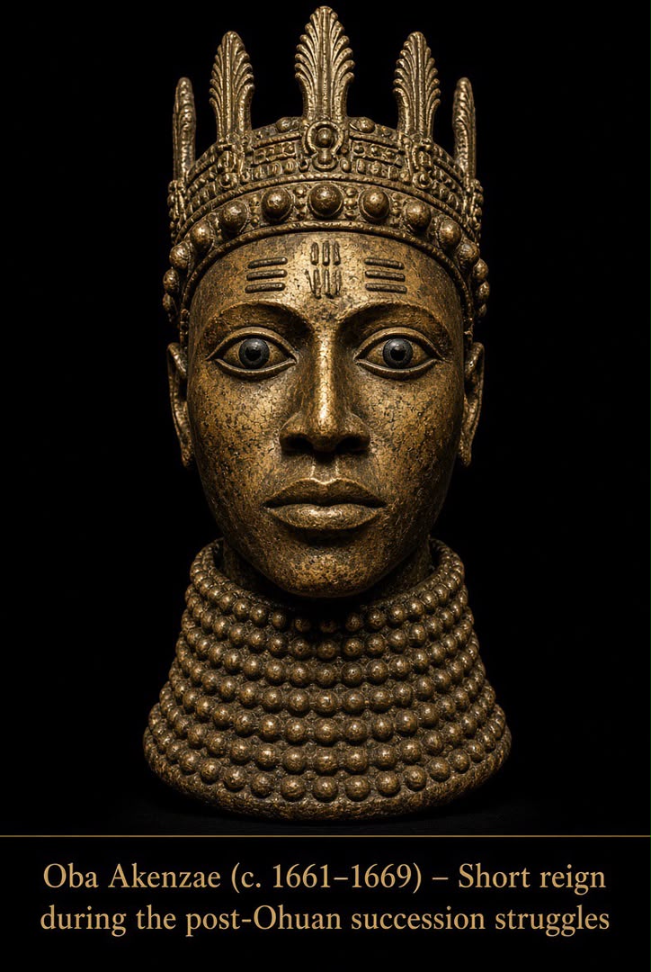 Bronze-style portrait head of Ọba Akenzae