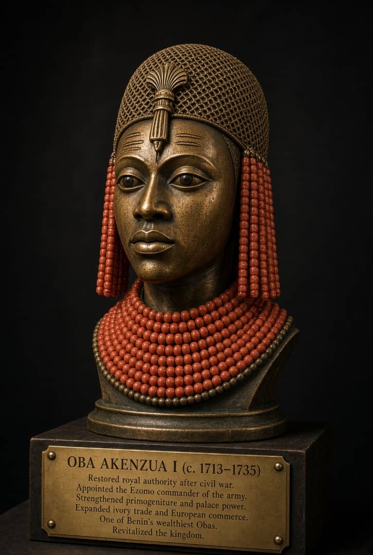 Bronze-style portrait head of Ọba Akenzua I