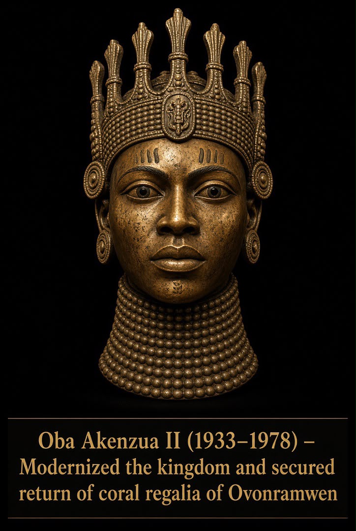 Bronze-style portrait head of Ọba Akenzua II