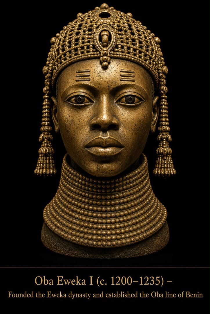 Bronze-style portrait head of Ọba Eweka I