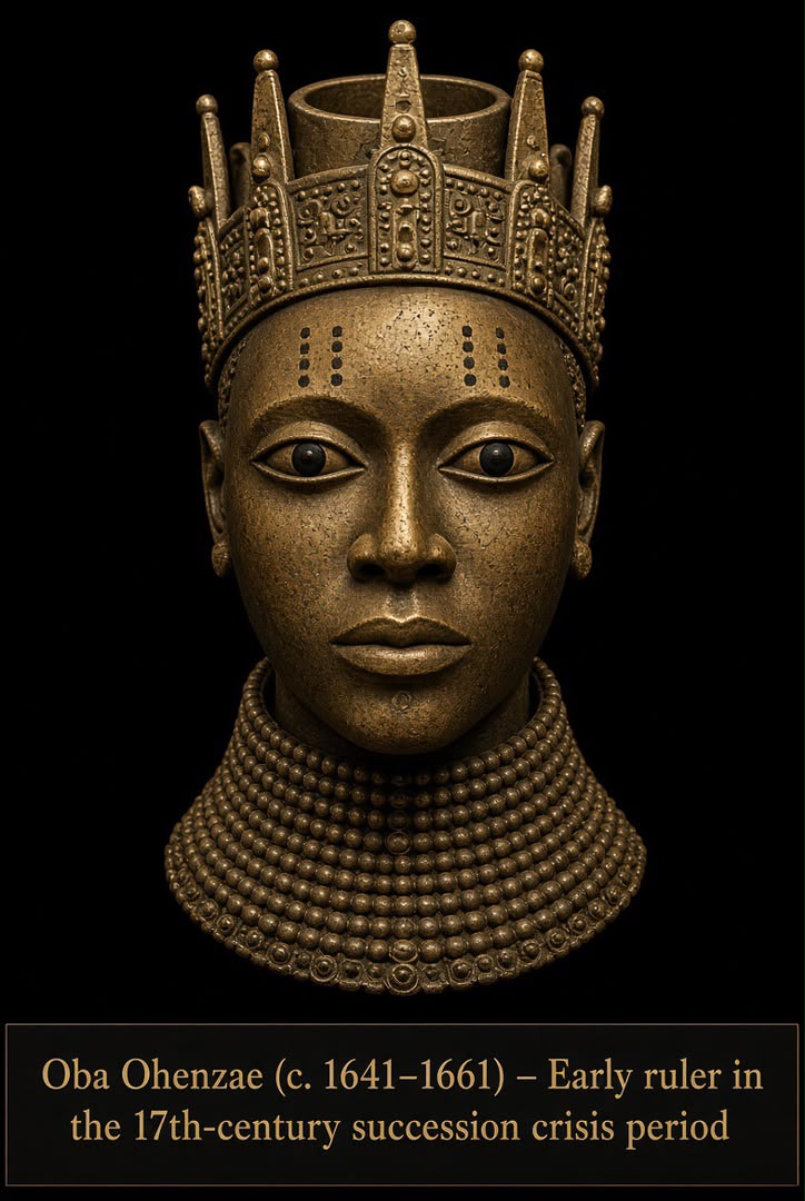 Bronze-style portrait head of Ọba Ohenzae