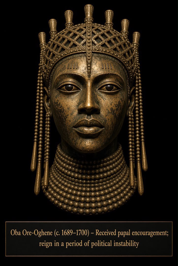 Bronze-style portrait head of Ọba Ore-Oghene